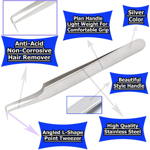 Pince à épiler allemande en acier inoxydable pour extensions de cils, à pointe incurvée et fine, pour retrait de cils, usage professionnel en salon de beauté - Product Image 6