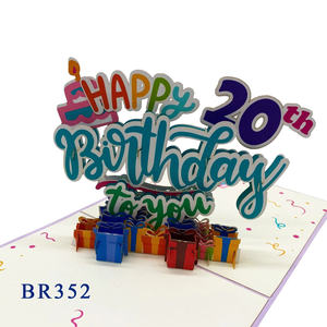 Happy Birthday 20th Pop Card 3D Laser Cut <b>Handmade</b> Animal Theme 150x200mm Custom Logo Vietnam Gifts Crafts Wholesale Best Seller - Product Image 1