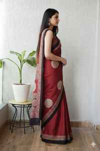 Sari de Seda Modal de Aspecto Lujoso, Sari Tradicional Suave y Ligero - Product Image 3