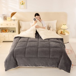 Couette matelassée réversible, hiver automne, garnissage polyester doux, hypoallergénique, taille Queen, lavable en machine, ensemble de literie - Product Image 2