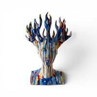 Sculpture abstraite en polyrésine de buste féminin avec motif goutte d'eau et flamme, objet décoratif moderne pour la décoration intérieure