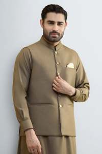 Salwar Kameez Traditionnel pour Hommes avec Gilet en Coton Lavable, Longueur Cheville, Coupe Classique, Tenue de Mariage Style Inde Pakistan - Product Image 2
