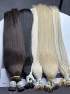 Extensions de cheveux naturels noirs à pointe I, lisses comme des baguettes, double épaisseur, cheveux humains vierges vietnamiens, kératine, vente en gros - Product Image 2