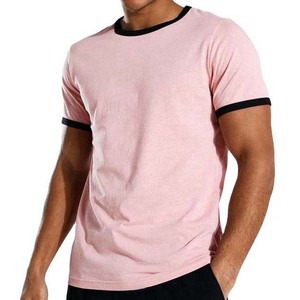 T-shirts personnalisés pour hommes à col rond et manches courtes, 100 % coton peigné, coupe décontractée, anti-boulochage, rose - Product Image 2