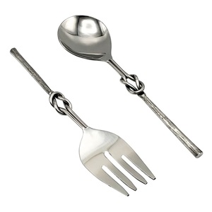 Servidores de Ensalada de Acero Inoxidable de Lujo con Diseño de Mango Anudado, Juego de Cuchara y Tenedor de Metal Hechos a Mano, Premium Artesanal - Product Image 2