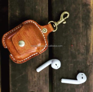 2026 Trending Personalized Air Pods Holder Full Grain <b>Leather</b> Pocket Bag <b>Keychains</b> Custom Branded Eco-Friendly Durable Custom - Product Image 1