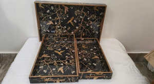 ถาดเสิร์ฟพิมพ์ลาย MDF meena ทำด้วยมือถาดทำด้วยมือหรูหราสำหรับงานแต่งงานและโอกาสพิเศษจากอินเดีย - Product Image 3