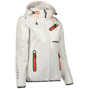 <b>Women's</b> <b>White</b> Hooded Waterproof <b>Jacket</b> With Orange Zippers Full Sleeve Utility Style Winter Wear - Product Image 5