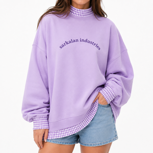 Women's Oversized Mockneck <b>Sweatshirt</b> Premium Cotton Blend Long Sleeves Custom <b>Embroidery</b> OEM Supplier - Product Image 1