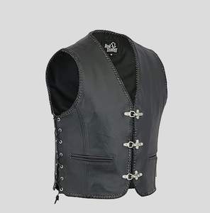 Chaleco de cuero negro para motocicleta para hombre, tallas S a 3XL - Product Image 1