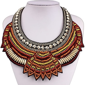 CRYSTAL CRAFT Handmade Green Beaded Fringe Necklace and Earring <b>Set</b> Multilayer Colorful Resin <b>Beads</b> Women Necklace - Product Image 2