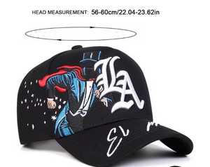 Black Unisex Hip Hop Style <b>Baseball</b> <b>Cap</b> Sublimation Printed Character Design Logo Casual Four Seasons Adjustable Polyester Hat - Product Image 4