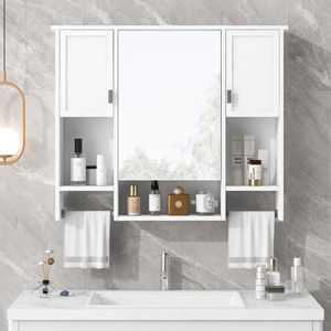 Mobiletto da Bagno Moderno 35 X 28 da Parete con Specchio, Armadietto Portamedicinali e Portasciugamani - Product Image 3