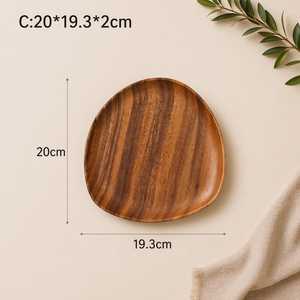 Plateau de service en bois d'acacia, assiette à dîner en bois naturel, vaisselle en bois personnalisée, assiette en bois en gros, assiette en bois faite à la main - Product Image 3