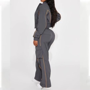 Ensemble coupe-vent léger pour femme, deux pièces, veste à capuche zippée, pantalon de jogging élastique, vêtements de sport décontractés pour l'extérieur - Product Image 5