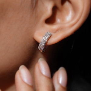 Boucles d'oreilles créoles de luxe en diamants ronds de laboratoire, or massif 18 carats, bijoux unisexes, cadeau idéal pour les diplômes et les mariages - Product Image 2