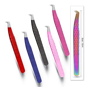 Pince à épiler en acier inoxydable de haute qualité Diamond Grip Extension de cils Volume de botte multi-pointes beauté marque privée en vrac fin - Product Image 3