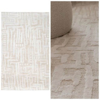 Tapis géométrique moderne rectangulaire en coton tufté à la main, fabrication mécanique, poils moyens, antidérapant, avec envers en latex, adapté aux animaux domestiques - Vente chaude