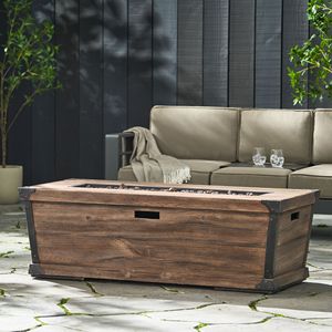 Tavolo da Esterno in Cemento con Bruciatore a Gas da 56 Pollici, 50.000 BTU, Effetto Legno, Copertura Serbatoio Marrone - Braciere Rettangolare - Product Image 5