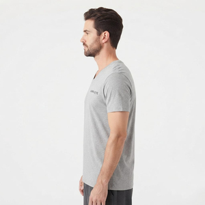 Custom Printing Men's Cotton V Neck T Shirt Heavyweight Regular Size Breathable Plain Tee Soft Casual <b>Clothing</b> - Product Image 3