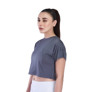 Best Quality 100% Cotton Slim Fit Women's <b>Crop</b> <b>Top</b> Cropped T-shirts Printed Designs Summer Outdoor Embroidery Logo Spring/Summer - Product Image 3