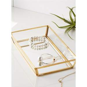 Bandeja Decorativa Redonda de Metal Dorado con Espejo, Organizador de Maquillaje, Bandeja para Servir en Mesa de Centro, Decoración para el Hogar y Bodas - Product Image 6