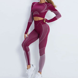 Leggings de sport, vêtements de yoga, ensembles de yoga pour femmes en 2 pièces / Meilleurs ensembles de yoga pour femmes, couleur unie, imprimé tendance - Product Image 2