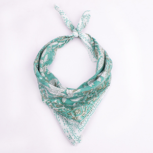 Diadema de Algodón con Estampado Floral Estilo Bohemio, Color Turquesa y Blanco, Accesorio Casual Transpirable de Verano para Unisex - Product Image 3
