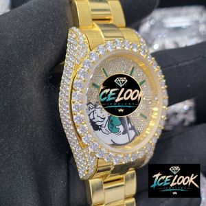 นาฬิกา ICELook รุ่นหรูหรา ลายการ์ตูน ตัวเรือนทอง ประดับเพชร ขอบหน้าปัดประดับเพชร กลไกจักรกล กระจกแซฟไฟร์ ตัวเรือนทรงกลมขนาด 40 มม. สายสแตนเลส - Product Image 2
