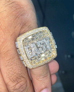 Lab Grown Diamond Square Signet <b>Ring</b> Yellow Gold Iced Out Statement <b>Ring</b> Luxury Hip Hop Jewelry For <b>Men</b> Unisex Gift - Product Image 6