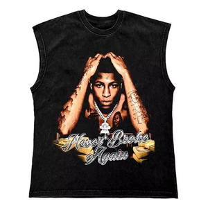 Camiseta sin mangas de punto oversize estilo streetwear para gimnasio, corte personalizado, de algodón/spandex, con cuello en V, para hombre - Product Image 6