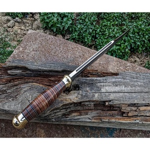 Handmade D2 Steel Bowie Knife <b>Leather</b> Handle with Brass Guard and Fine <b>Leather</b> Sheath Full Tang Outdoor Hunting Camping Knife - Product Image 5