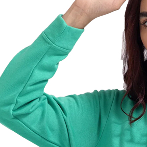 Sudadera Formal con Capucha para Mujer, Cuello Redondo, Oversize, Color Sólido, Hombros Caídos, Manga Larga, Tejido de Algodón, Logotipo Frontal, Otoño - Product Image 6