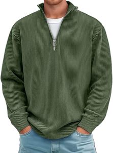 Troyer <b>Work</b> <b>Jumper</b> Warm with Stand-Up Collar and Zip Long Sleeves Winter <b>Mens</b> Turtleneck Quarter-Zip Cotton Fleece Sweatshirt - Product Image 1