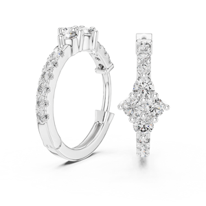 Classic Round Cut Lab Grown Diamond Hoop Earrings 2.10mm 14K/18K Gold & 925 <b>Silver</b> Pave Set <b>Huggie</b> Earrings - Product Image 3