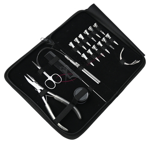 Professional Silver Stylist Hair Extension Kit 7 Inch Flat <b>Bead</b> Crimping Plier Loop Tool Pulling Hook Curved Needles <b>Beads</b> Box - Product Image 1