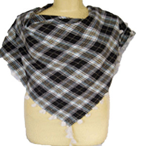 100% Cotton Summer Twill Check Scarf Lightweight Square Traditional Shawl with Tassel Fringes Soft Breathable Fashion Wrap - Product Image 1