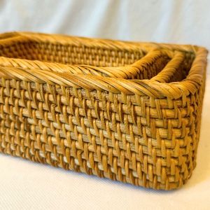Handwoven Natural Rattan <b>Rectangular</b> Storage <b>Basket</b> Set of 3 for Home Organization and Decoration - Product Image 2