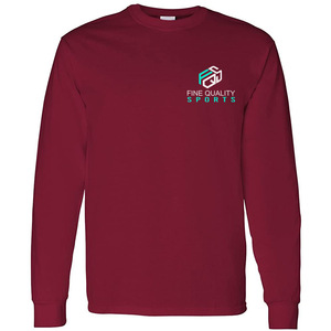 T-shirt rouge premium à manches longues pour homme avec impression de logo personnalisé – T-shirt sport décontracté en coton à col rond pour un usage quotidien - Product Image 5