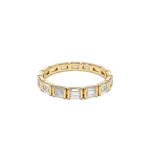 Anillo de Boda de Oro Sólido de 14k con Diamantes Baguette Eternity para Mujer, Anillo de Aniversario, Joyería de Moda Brillante, Diseño Personalizado, 0.64CTW Prong - Product Image 1