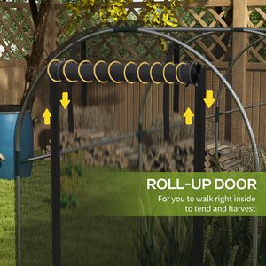 Carpa de acero galvanizado BC 4 x 12 negra con puerta con cremallera para protección de plantas - Product Image 6