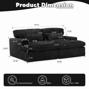 Doppia Chaise-Chaise-Lounge da interni imbottiti sovradimensionati con cuccette divano letto di lusso divano letto in velluto a coste sedia da lettura per - Product Image 3