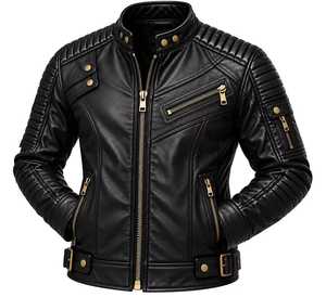 Chaqueta de Cuero para Hombre de Alta Calidad con Cuello Alto y Cierre de Cremallera - Product Image 5