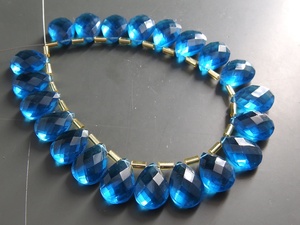 Tanzanite <b>Blue</b> Quartz Faceted Handmade Teardrop Earring Pair 14X10MM Glass <b>Bead</b> For Jewelry Making Wholesaler Supplies - Product Image 2