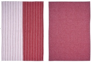 Serviette de cuisine 100% coton Dobby Stripe Design doux confort absorption rapide et séchage divers usages serviette de nettoyage écologique rouge - Product Image 6