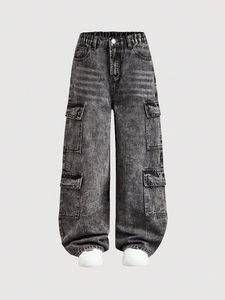 Pantalones Vaqueros de Pierna Ancha, Pantalones de Mezclilla Rectos con Bolsillos, Pantalones Casuales para Mujer - Product Image 1
