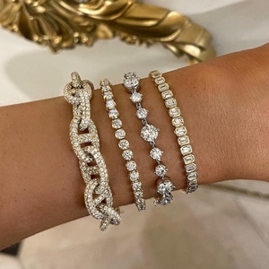 Bracelets tennis en diamant, monture illusion, fermoir boîte, solitaire, pour usage quotidien, 7 pouces, or massif 10k 14k 18k, taille émeraude, diamant de laboratoire - Product Image 4