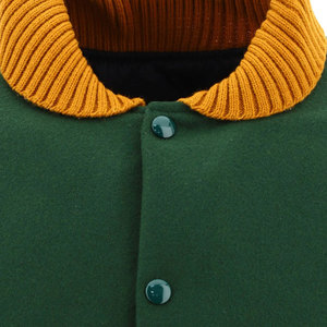 Fashionable Casual Men's Varsity Winter Jacket Stand Collar Front Logo Long Sleeves Relaxed Fit Windproof Breathable Cotton <b>Wool</b> - Product Image 4