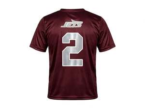 Custom American Football Jersey Sublimated Sports Shirt <b>Maroon</b> Silver Team Training <b>Top</b> Moisture Wicking Performance Tee Youth - Product Image 3