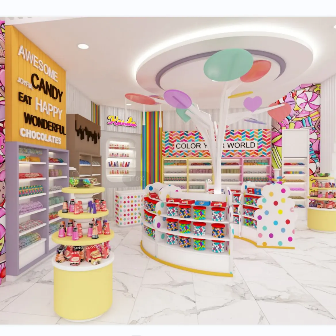 Supporto per decorazione da parete Candy Shop | Vetrina a forma di orso | Mobili personalizzati Candy Shop